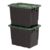 HOMZ 2 Pack 20-Gallon Plastic Stackable Storage Bin with Lid, Container Box with Latching Handles for Home Garage Organization, Black/Green