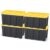 HOMZ 4-Pack Durabilt Tote, Heavy Duty Plastic Storage Bins with Lids, 34 Gallon, Black/Yellow – Stackable Organizing Containers for Home, Garage, and Office