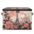 Honeybaby Storage Bins with Zipper Lid, Eiffel Tower Pink Rose Lidded Storage Baskets Boxes Foldable Organizer with Leather Handles for Clothes Closet Shelf