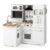 HONEY JOY Corner Kids Kitchen Playset, Little Chef Wooden Play Kitchen for Toddlers, Microwave, Refrigerator, Water Dispenser, Range Hood, Cookware, Pretend Play Toy Kitchen Set for Boys Girls