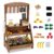 HONEY JOY Kids Farmers Market Stand with Planter Box, Fir Wood Outdoor Mud Kitchen & Grocery Store Pretend Play, 25 Vegetable Accessories, Chalkboard, Montessori Play Store for Toddlers (Brown)