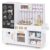 HONEY JOY Kids Kitchen Playset, Wooden Little Chef Pretend Play Kitchen Set w/Chalkboard & Water Dispenser, Lighted Stove, Storage Cabinet, Utensils, Play Kitchen for Toddlers, White + Golden