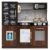 HONEY JOY Kids Kitchen Playset, Wooden Little Chef Pretend Toy Kitchen Set w/Chalkboard, Telephone, Utensils, Oven, Microwave, Sink, Storage, Play Kitchen for Toddlers Boys Girls, Espresso