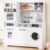 HONEY JOY Kids Kitchen Playset, Wooden Play Kitchen for Toddlers, Water Dispenser, Stove, Faucet, Microwave, Washing Machine, Utensils, Little Chef Pretend Toy Kitchen Set for Boys Girls, White