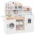 HONEY JOY Kids Kitchen Playset, Wooden Toy Kitchen Set w/Lights, Coffee Maker, Microwave, Sink, Ice Maker, Washing Machine, Little Chef Pretend Play Kitchen for Toddlers Boys Girls (White)