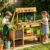 HONEY JOY Mud Kitchen, Fir Wood Pretend Play Kitchen for Toddlers, Plant Box, Real Faucet & Running Water, Garden Tools, Outdoor Mud Table for Patio Backyard Fun (Natural)