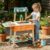 HONEY JOY Mud Kitchen with Running Water and Wheels, Fir Wood Mud Table Grill Set for Kids Outdoor, Montessori Outdoor Play Kitchen for Toddlers, Children Backyard Furniture for Garden Patio