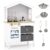 HONEY JOY Play Kitchen, Farmhouse Pretend Play Wooden Toy Kitchen Set with Stove, Sink, Faucet, 2 Storage Boxes, Cookware, Interactive Little Chef Kids Kitchen Playset for Toddler Boys Girls(White)