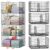 Hongtamoya 4-Tier Closet Organizers and Storage Basket with Divider, Foldable Closet Shelf Organizer System, Space-Saving Clothes Storage Drawer Organizer Bins for Wardrobe Cupboard, Black