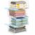 Hongtamoya 4-Tier Sliding Closet Organizers and Storage Shelves, Stackable Closet Shelf Organizer Basket Bins, Drawer Shelf Storage Container for Wardrobe Cupboard Kitchen Bathroom Office, White