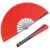 HONSHEN 2 Pack Large Folding Hand Fan, red Chinese Kung Fu Tai Chi Fan Nylon-Cloth Fan for Men and Women Performance, Dance, Decorations, Festival, Gift (Folding Fan red 2p)