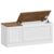 HOOBRO Storage Bench, 47.2″ Wooden Toy Box, Toy Chest with Safety Hinge, Farmhouse-Style Storage Chest, Entryway Bench, for Living Room, Bedroom, Hallway, White and Walnut WH54CW01