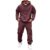 Hoodies For Men Fleece Pullover Cargo Sweatpants Sets Breathable Athletic Running Jogging Solid Color Suit With Pockets Casual Fall Winter Clothes Streetwear Travel Essentials(C-Wine,S)