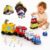Hotfree 4 in 1 Montessori Toy Cars Set – Stacking Nesting Magnetic Following Toddler Toys 1-2, Sensory Toys with Lights, Music & Cars Toys, STEM Educational Toy, Christmas Birthday Gifts for Baby