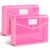 HOUYEE 2 Pack Plastic Expanding File Folder, Expandable Envelope File Folder Organizer Holder with Snap Closure, Expandable File Wallet Large Capacity, Fit Letter Size/A4 Documents（Clear Pink