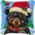 Howie’s Latch Hook Kit, DIY Christmas Bear Pillow Crochet Yarn Kits for Adults, Color Preprinted Pattern Embroidery Sofa Cushion Cover (Christmas Bear, 16.93 x 16.93 inch)