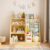 HRVEOCEI Multifunctional 4 Tier Wooden Bookshelf for Nursery, Book Shelf for Kids Room,Toy Storage Organizer, Montessori Book Shelf with Bookcase Display Stand for Children Toddlers (Natural)