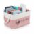 HSDJLXZ TBR Fabric Book Storage Basket with Rope Handles, Pink