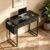 Huedimboene Computer Desk with 2 Fabric Drawers for Home Office Bedroom, 32 Inch Small Gaming Desk with Drawers, Study Writing Table PC Desks, Black