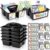 Hushee 6 Pcs Classroom Caddy Plastic Stackable Caddy Organizer with Handle 3 Compartment with 42 Label Portable Craft Basket Organization Storage for Desk Teacher Office School Supplies(Black)