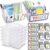 Hushee 6 Pcs Classroom Caddy Plastic Stackable Caddy Organizer with Handle 3 Compartment with 42 Label Portable Craft Basket Organization Storage for Desk Teacher Office School Supplies(Clear)