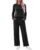 Huukeay 2 Piece Nursing Set Breastfeeding Long Sleeve Zipper Ribbed Sweater Wide Leg Pants Postpartum Lounge Airport Outfits(Medium,Black)