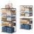 Huxitocan 4-Tier Stackable Closet Organizers and Storage Shelves, Closet Storage Basket with Wood Tops, Adjustable Height Dividers Closet Storage Bins for Home Closet Organizer System, Black