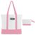 HWJH 2-Pack Canvas Tote Bags and Makeup Bags, Cotton Zipper Bag, Pink