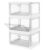 HYBRIDEAS 3-Pack Clear Stackable Storage Bins with Lids Magnetic Doors Open Front Foldable Folding Plastic Craft Containers Large Closet Organizers Box for Bedrooms Living Rooms Study Kids’ Toys 24 QT