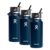 Hydro Flask Water Bottle – Insulated Stainless Steel – Wide Straw Lid, Non Spill, Leakproof in 32 Oz Indigo Blue (Pack of 3)
