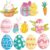 Hying 40 PCS Easter Cutouts Easter Classroom Bulletin Board Decorations Set Chick Eggs Bunny Cut-Outs Decorations Cardboard Paper Cutting Decoration with Glue Points for Classroom Chalkboard Decor