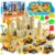 Hymaz Construction Sensory Bin for Toddlers, Kids Play Sand Kit Toys Sandbox with 2.2lbs Magic Sand, 6Pcs Alloy Construction Trucks, Crane, Molds, Road Signs, Shovel, Preschool Gifts for Boys Age 3-8