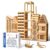 ICEKO KN 100pcs Classic Wooden Building Blocks Set,Solid STEM Building Toys for Kids, Preschool Learning Montessori Toys for Toddlers, Boys & Girls Birthday Gift (Log Color)
