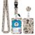 ID Badge Holder with Lanyard and Reel – Beige Retro Camo