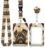 ID Badge Holder with Retractable and Detachable Lanyard, Cute Badge Reel Breakaway Lanyard with Carabiner Clip for Teachers, Nurses, Perfect Work and Office(Cute Dog Pug)