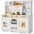 IdeaKey Wooden Play Kitchen, Kids Kitchen Playset with Realistic Lights and Sounds for Todllers, 35.8 Inches Large Toy Kitchen for Girls and Boys Ages 3+. White