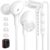 iMangoo for Apple MFi-Certified Wired Earbuds 90° Angled Headphone, White
