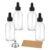 IMED SCIENTIFIC 4 Pack 2oz Clear Glass Dropper Bottles with Stainless Steel Funnel and 4 Labels, 60ml Refillable Tincture Leakproof Bottles for Essential Oils, Serums, Travel and DIY Blends