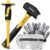 INCLY 4 PCS Geology Rock Pick Equipment Kit, 3 Pound Sledge Rock Hammer with 12″ Mason Concrete Chisel, Safety Glasses, Gloves, Tool Set for Hounding, Gold Mining & Prospecting, Brick Stone Breaking