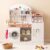 INFANS Kids Kitchen Playset, Toddler Wooden Kitchen Pretend Cooking Toy Set with Coffee Maker Ice Machine Dishwasher Microwave Storage Cabinet, Simulation Play Kitchen for Boys Girls 3+
