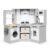 INFANS Kids Kitchen Playset with Real Running Water, Ultimate Wooden Corner Pretend Cooking Set with Simulation Light Sound Stove Storage Cabinet, Play Toy Gift