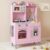 INFANS Kids Kitchen, Wooden Pretend Playset with Adjustable Heights Realistic Sounds Ice Maker Microwave Oven, Toddler Cooking Toy Gift for Boys Girls Aged 3+