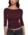INLYRIC Women’s Boat Neck 3/4 Length Sleeve Tops Burgundy Purple X-Small