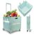 Inspired Living Collapsible Folding Utility Cart, Heavy-Duty Rolling Crate with 360° Wheels, Telescoping Handle, Hidden Lid, Holds 200 Lbs, Pale Mint