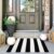 IOHOUZE 24×36 Striped Outdoor Door Mat, Washable Porch Rug, Black/White