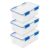 IRIS USA 3-Pack 16 Qt Storage Bins with Gasket Lids, Clear/Blue
