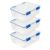 IRIS USA 3-Pack 26.5 Qt Storage Bins with Gasket Lids, Clear/Blue
