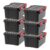 IRIS USA 6-Pack 19 Qt Storage Bins with Gasket Lids, Black/Red
