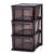 IRIS USA Plastic Drawer Storage Organizer, 3-Drawers, 2-Pack, for Classroom Art Craft Supplies, Bathroom Bedroom, Laundry Room, Black/Gray