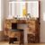 IRONCK Vanity Makeup Desk Set with Adjustable LED Mirror, Vintage Brown
